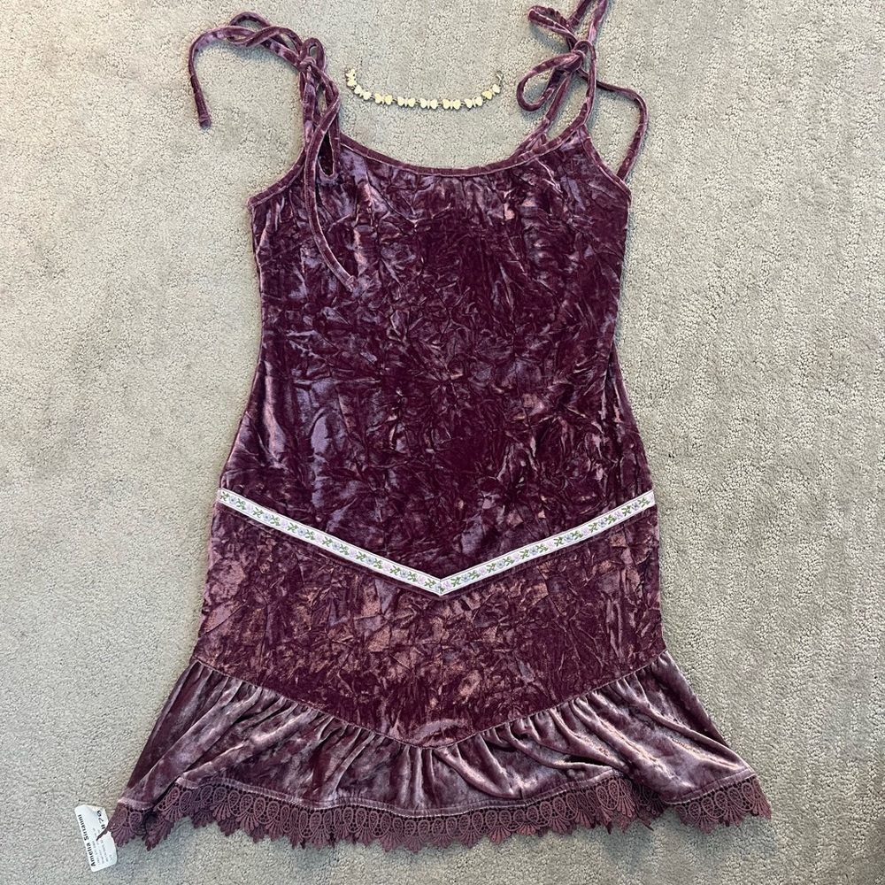 Vintage velvet dress + butterfly mixed metal bracelet